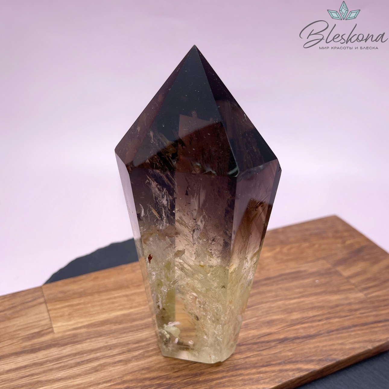 Цитрин с раухтопазом кристалл огранка 14*6 см