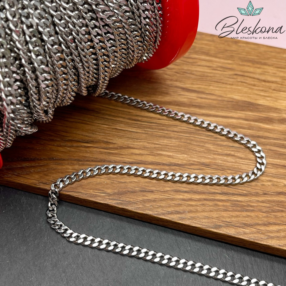 Цепь №88 цвет серебро 5.5*4.5 мм