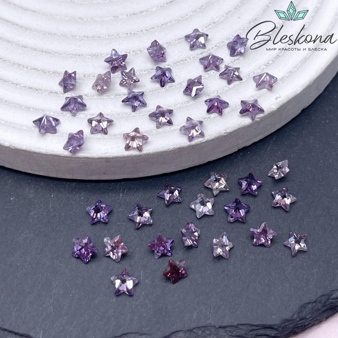5 мм, Подвеска Циркон звезда темно-фиолетовая (кубический цирконий, фианит) 