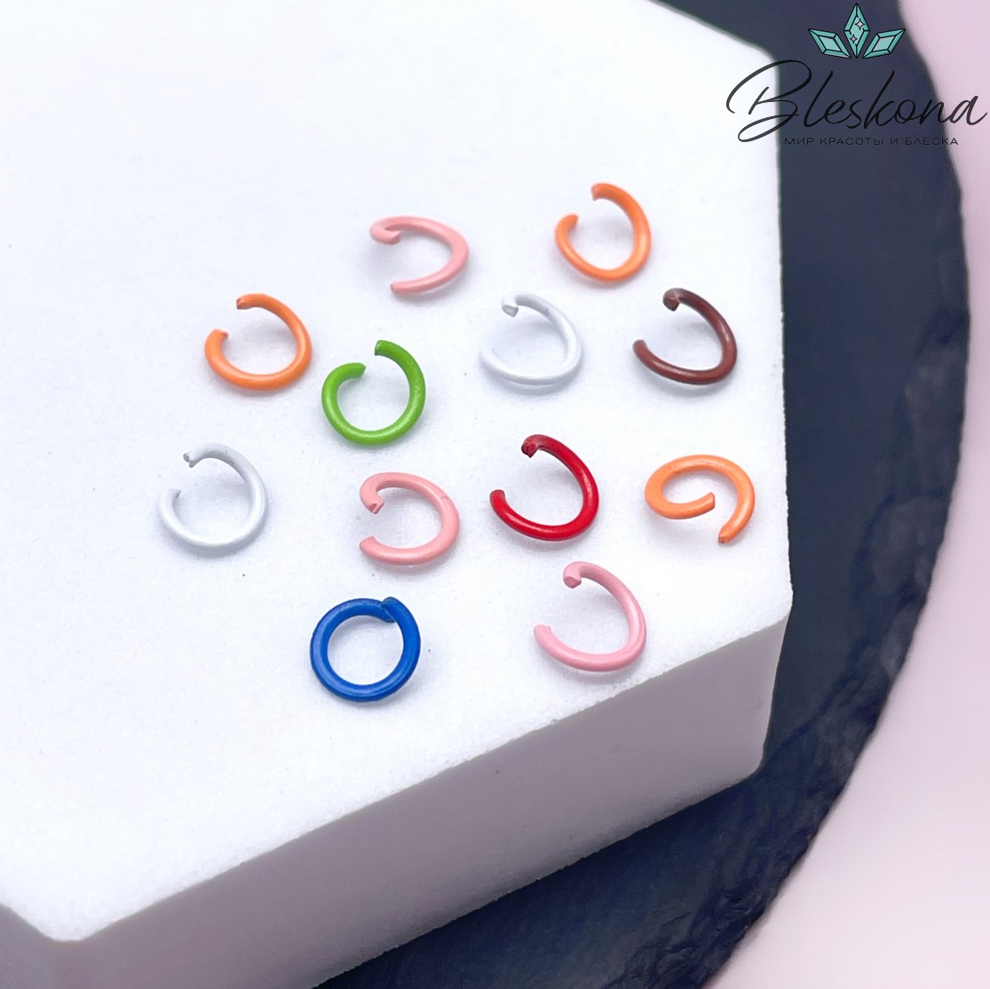 6,5 мм, Колечки эмаль микс уп.1 гр