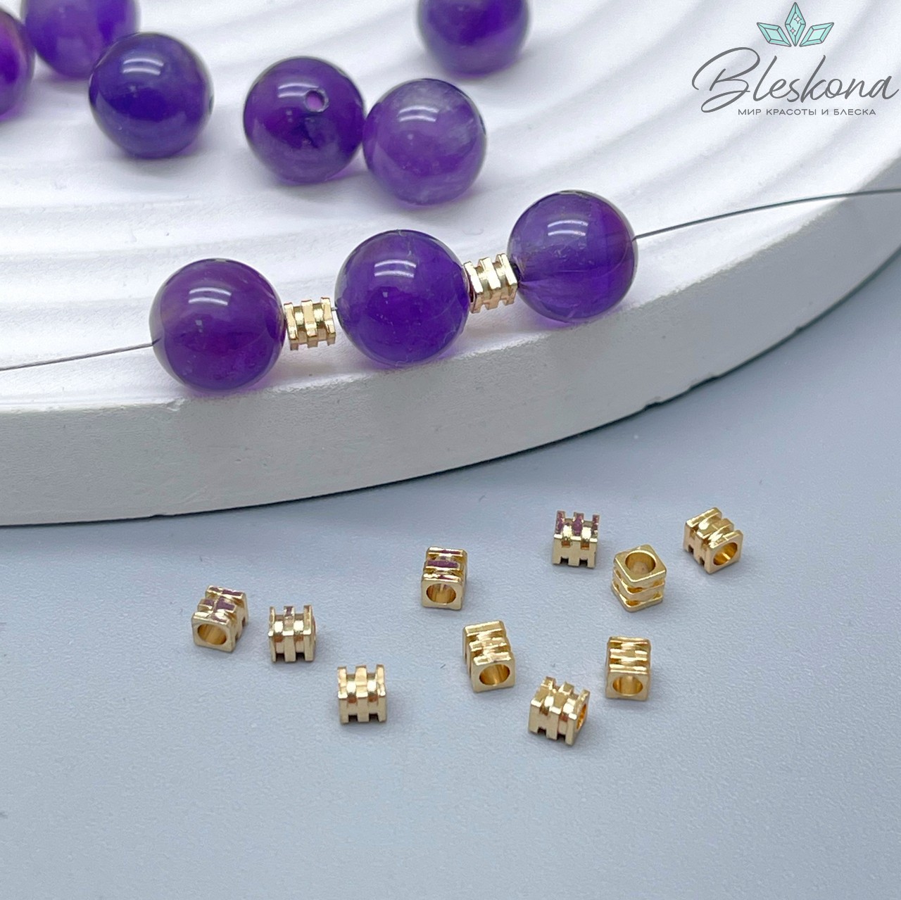 2,5*2,5мм, цвет золото, Бусина-разделитель куб уп.10шт Люкс 