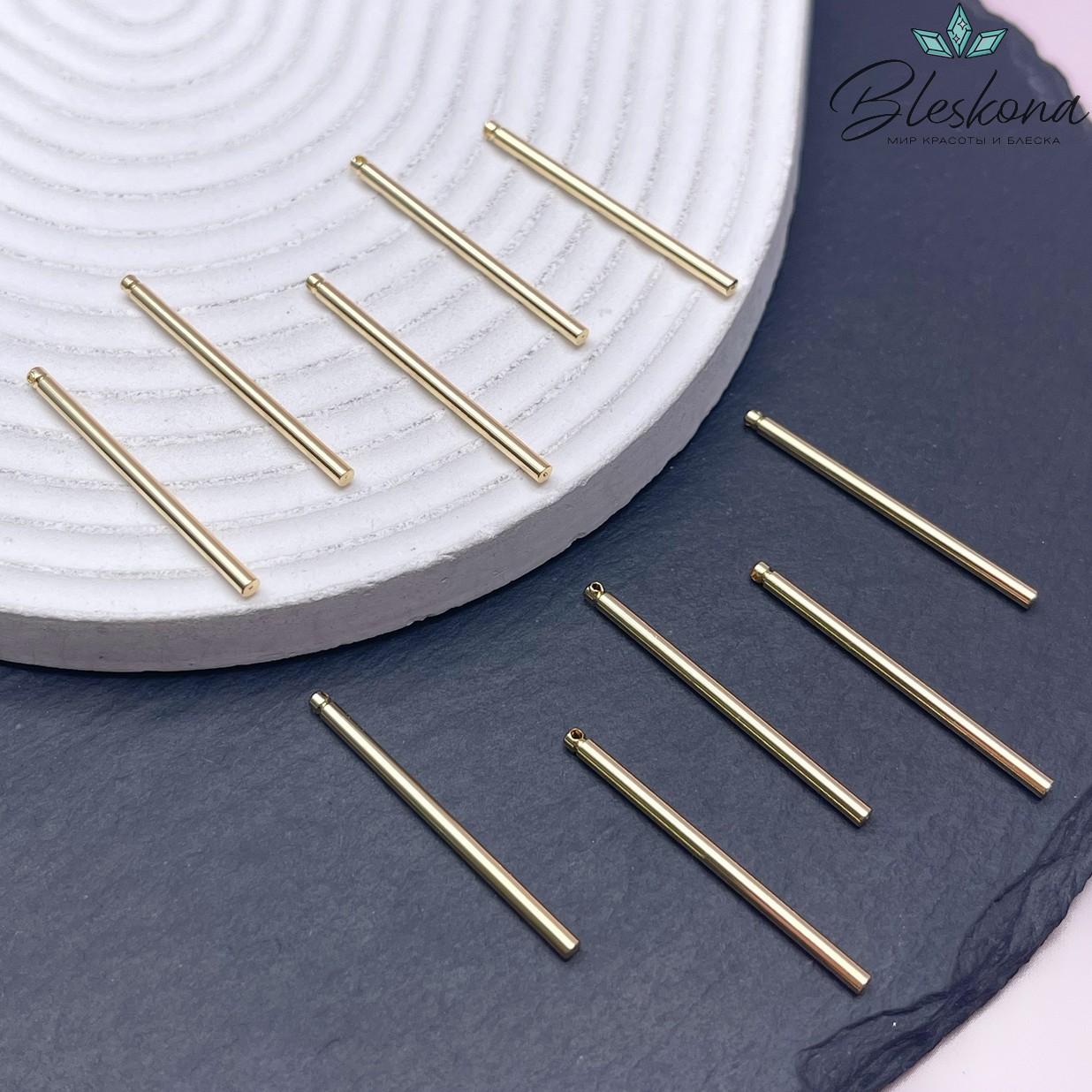 35*2 мм Цвет золото, Подвеска палочка круглая