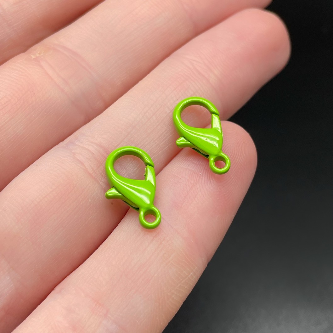 14 мм , Замок круглый  зеленая эмаль