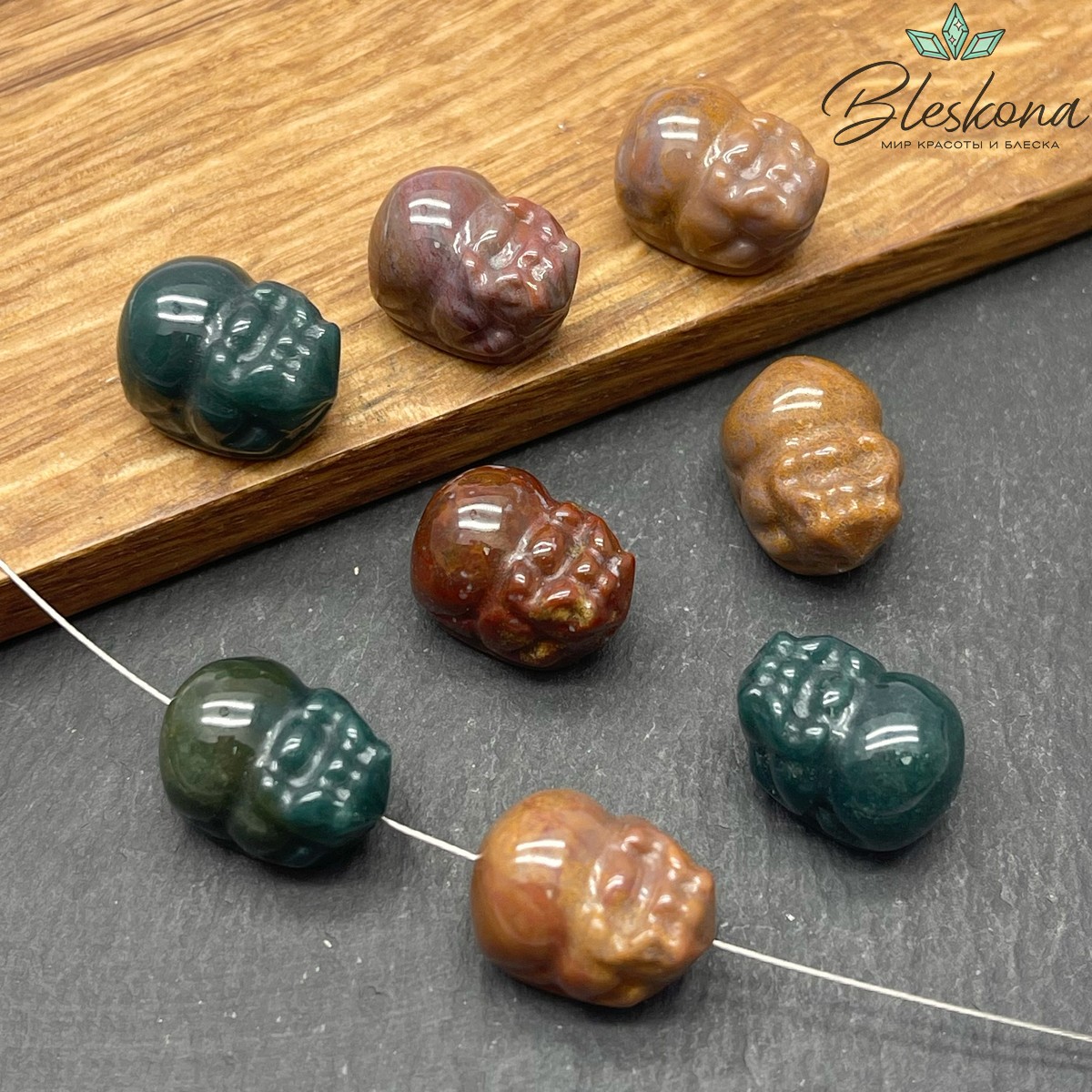 16*11 мм Резная бусина Пи Яо Агат индийский