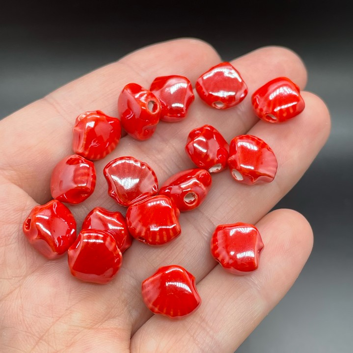 11,5*9,5 мм Бусина ракушка, керамика цвет красный