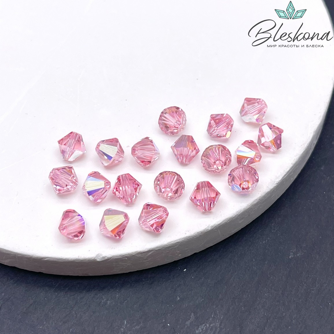 5328 Xilion Bicone 6 mm Light Rose AB уп. 10шт