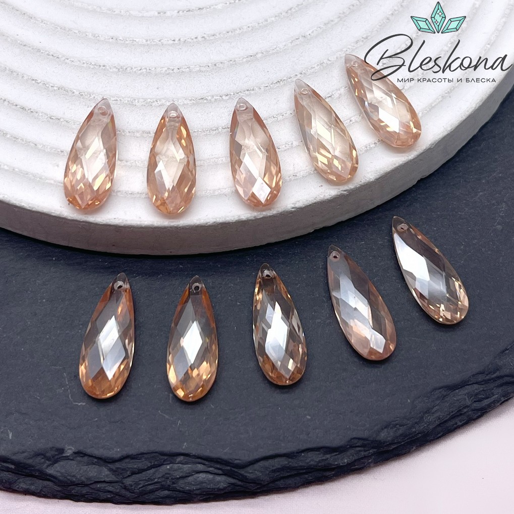 18*7 мм, Подвеска Циркон капля шампань №1 (кубический цирконий, фианит) 
