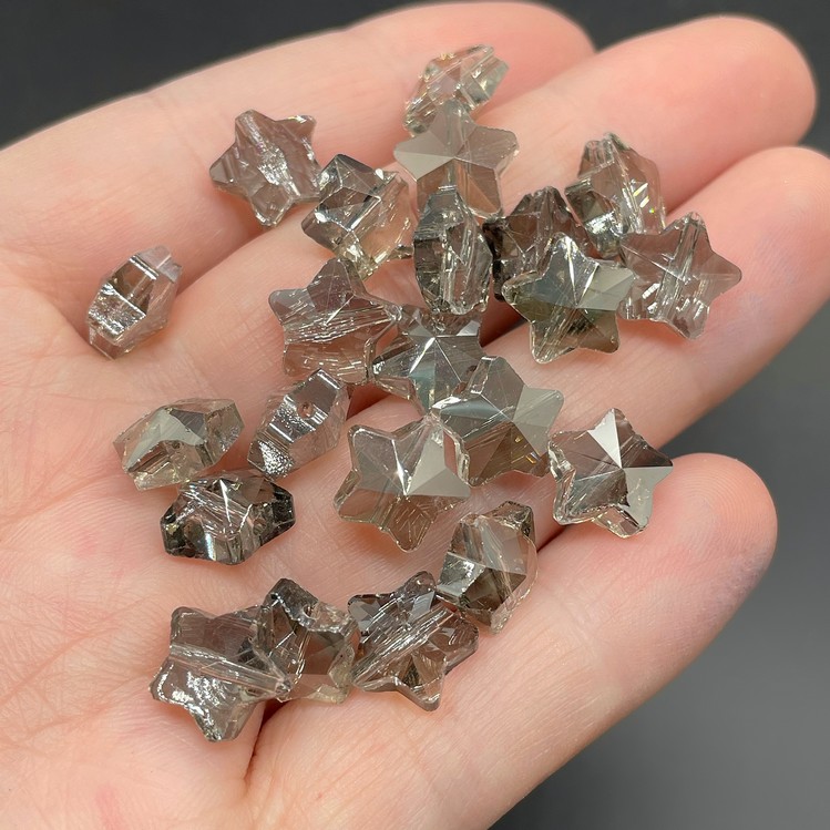 9,5 мм, Стекло Lux бусина звезда графитовая уп.10шт