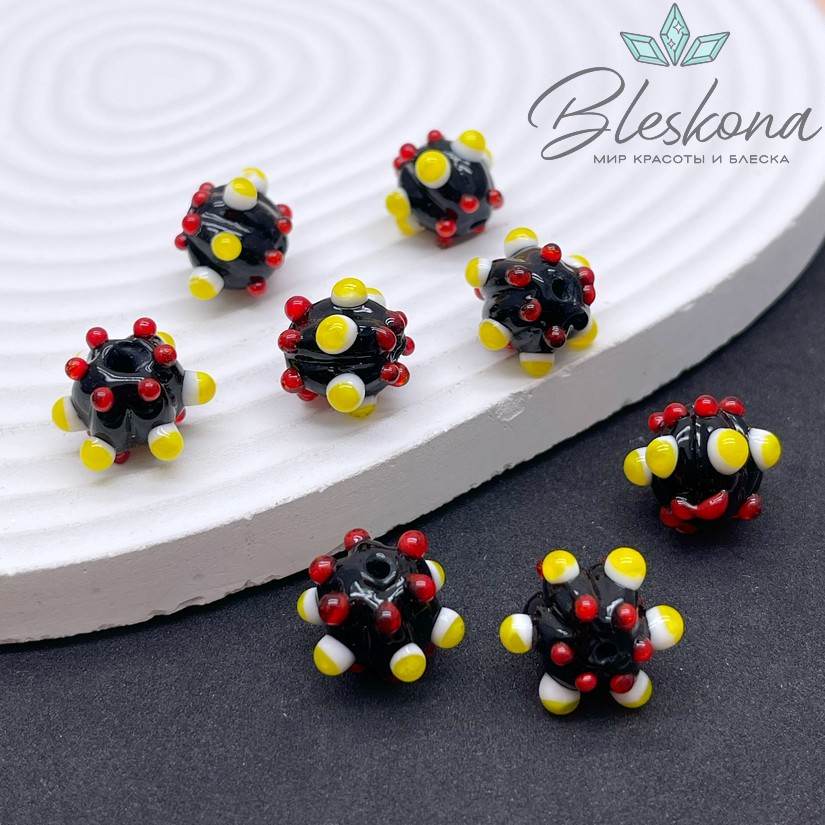 11*14 мм Бусина шар черный пупырчатый