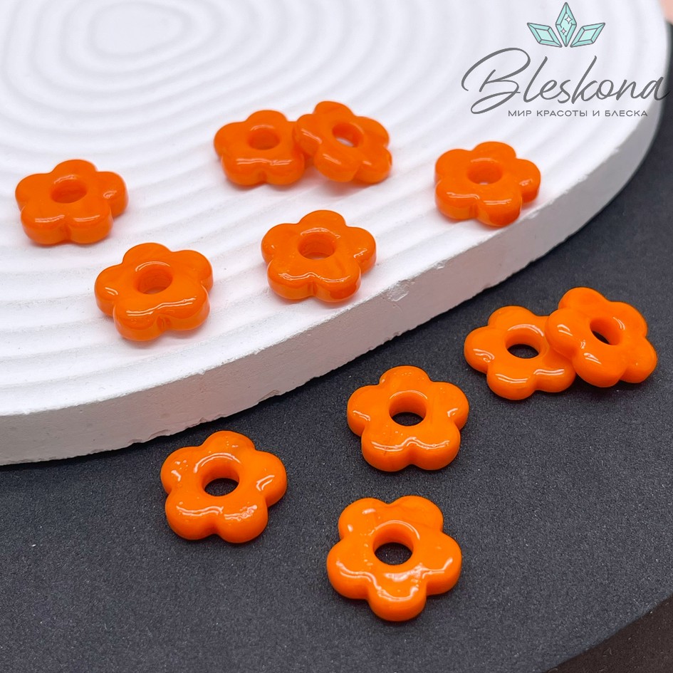 15 мм Подвеска цветок оранжевый