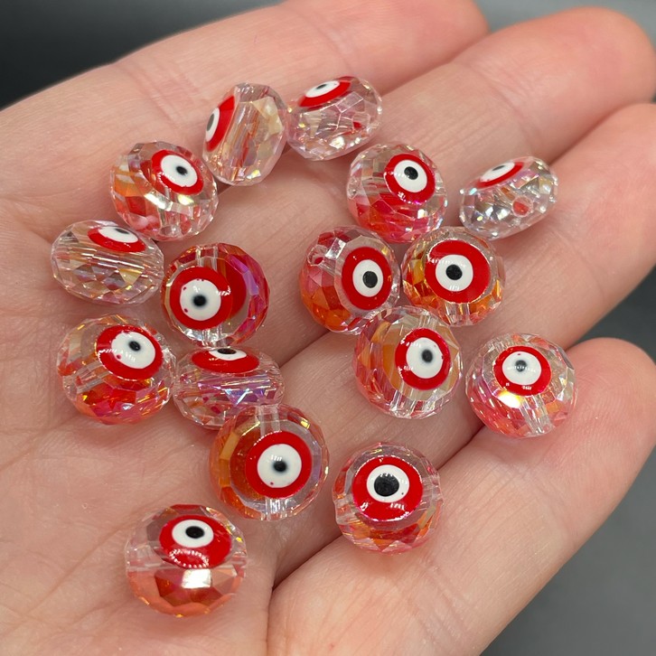 10мм, Стекло Lux форма круг красный  глаз уп.5 шт