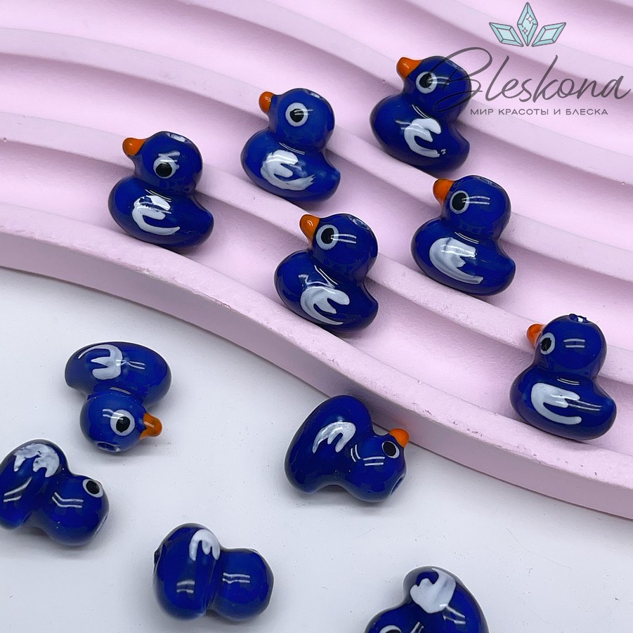 12*12,5 мм Керамика бусина уточка синяя