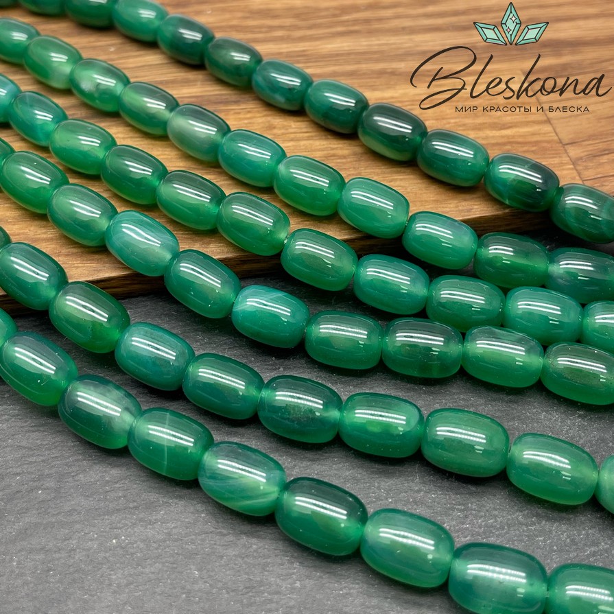 Агат зеленый (тонированный) бочата 14*10 мм 