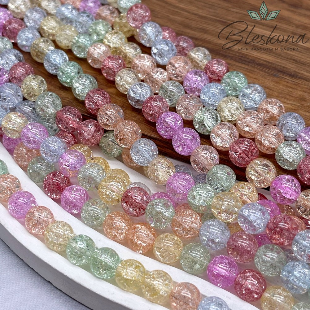 Кварц снежный микс №1 (имитация) 8 мм