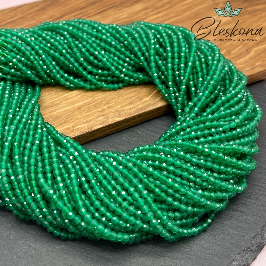 Халцедон зеленый алмазная огранка 3 мм
