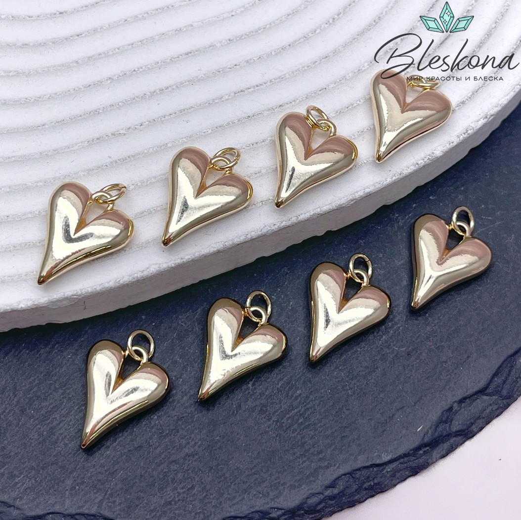 13*17 мм Цвет золото, Подвеска сердце объемное