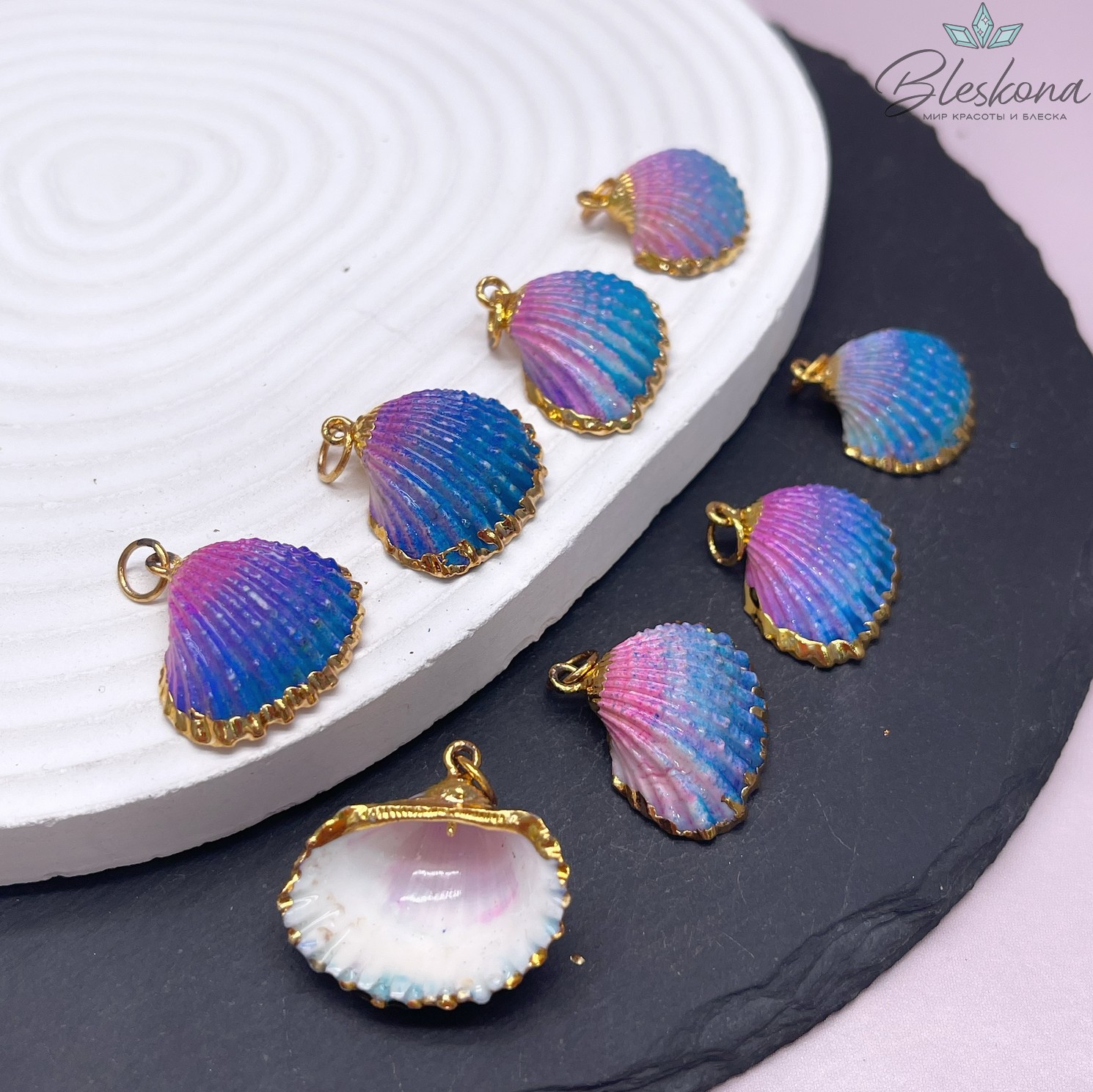 (20-22)*(24-26), Цвет золото, Подвеска Ракушка микс