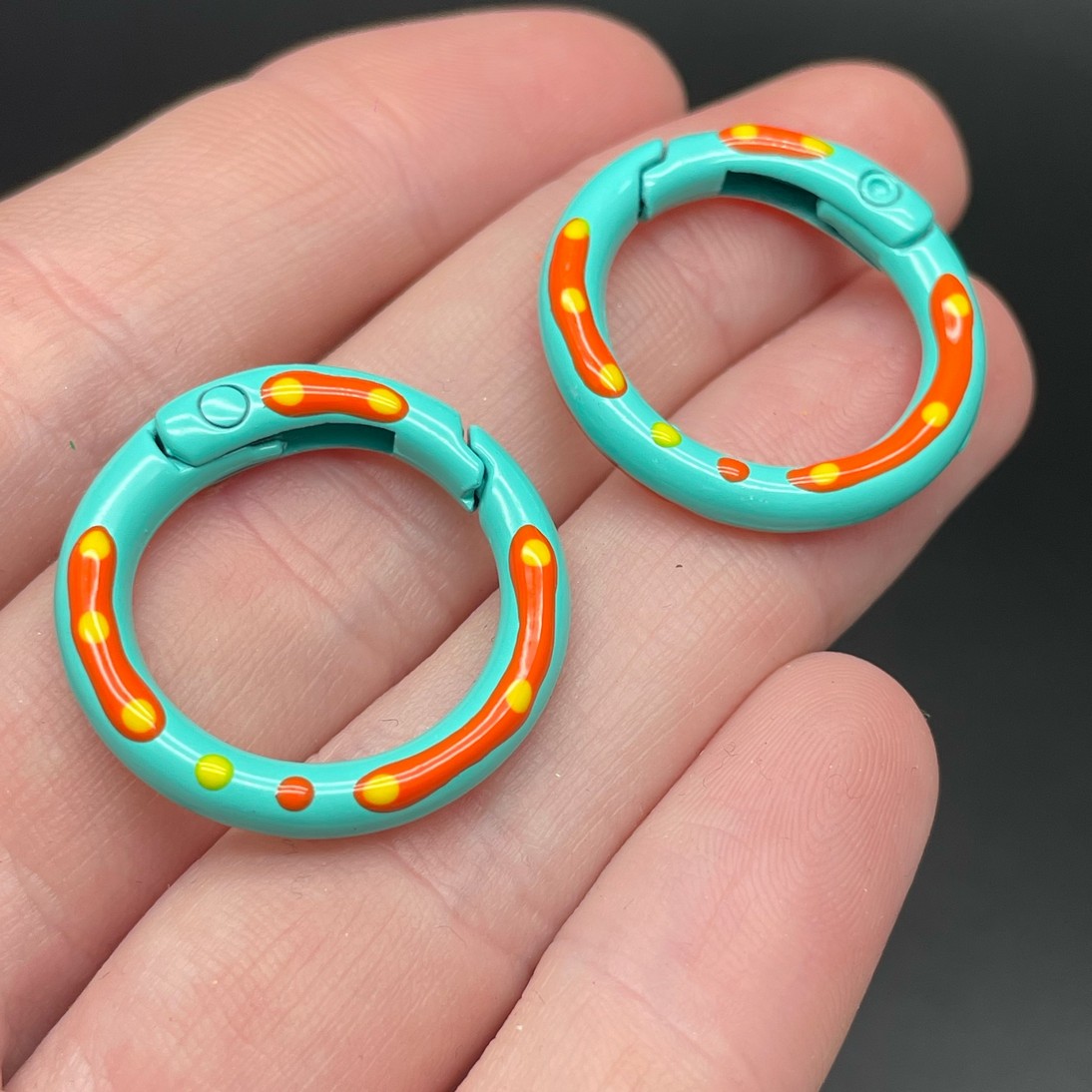 25мм , Замок круг разводы бирюзовая эмаль