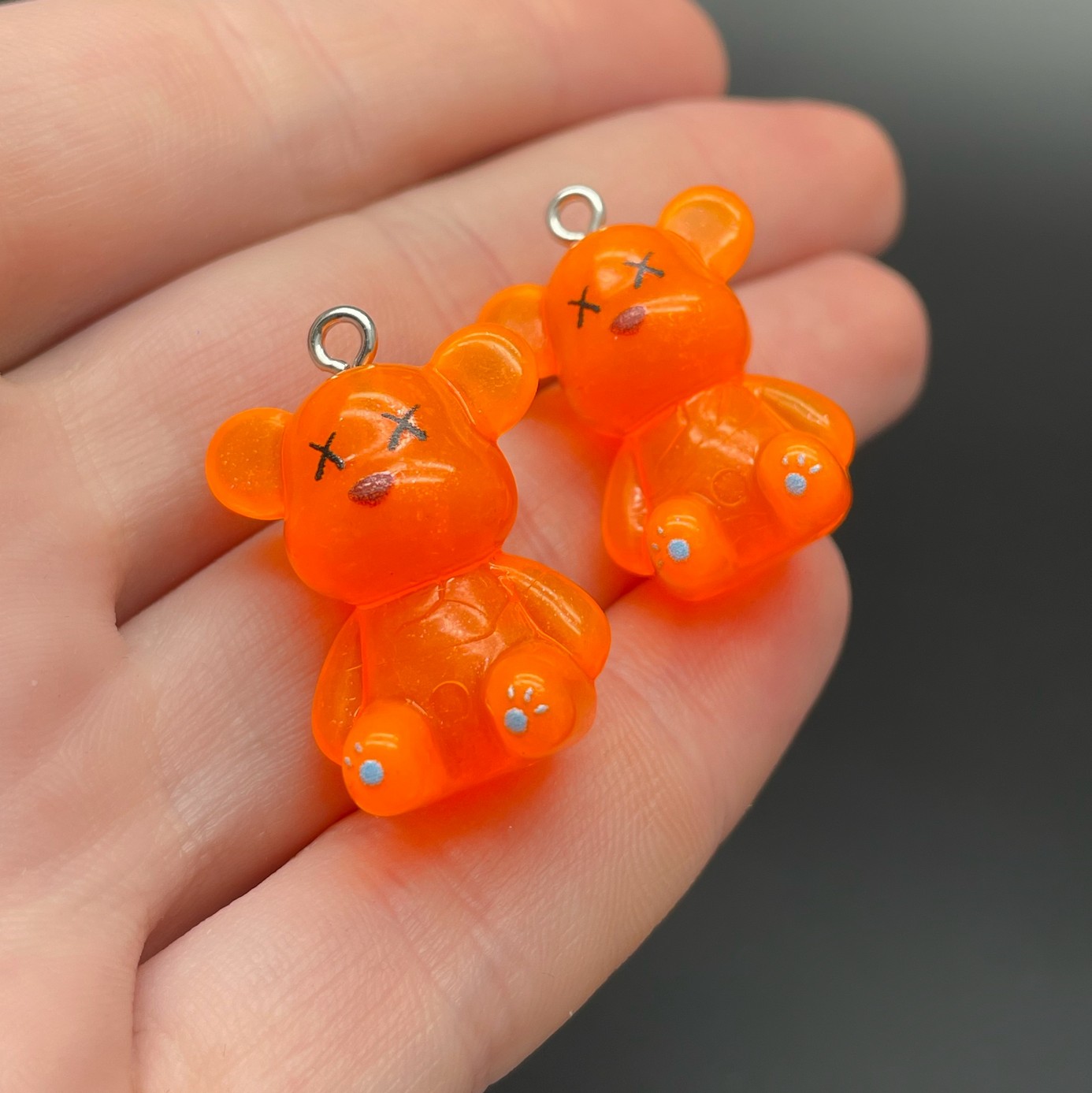 19*27мм, Цвет серебро, Подвеска Мишка оранжевый