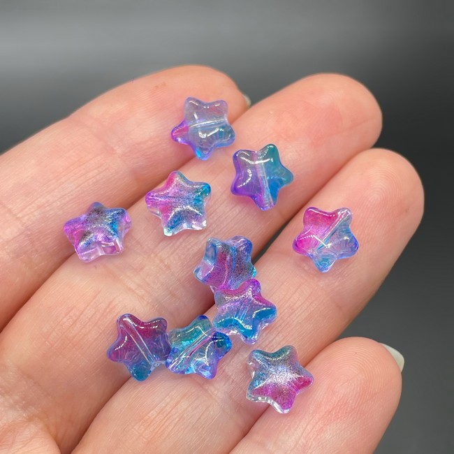 8 мм, Стекло звезда сине-фиолетовая уп.10 шт 