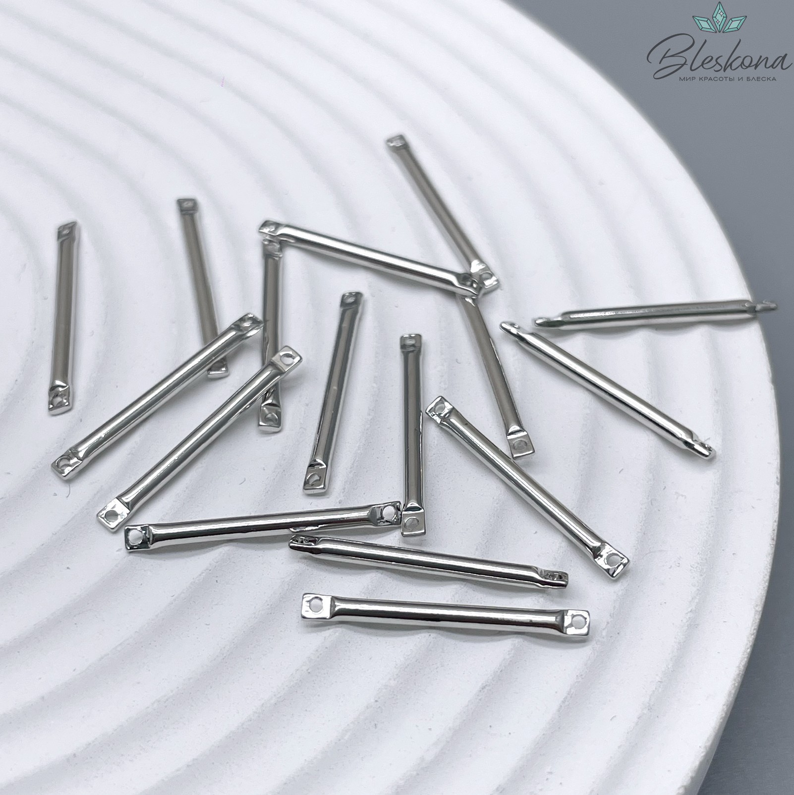 20 мм Цвет серебро, Коннектор палочка круглая Люкс