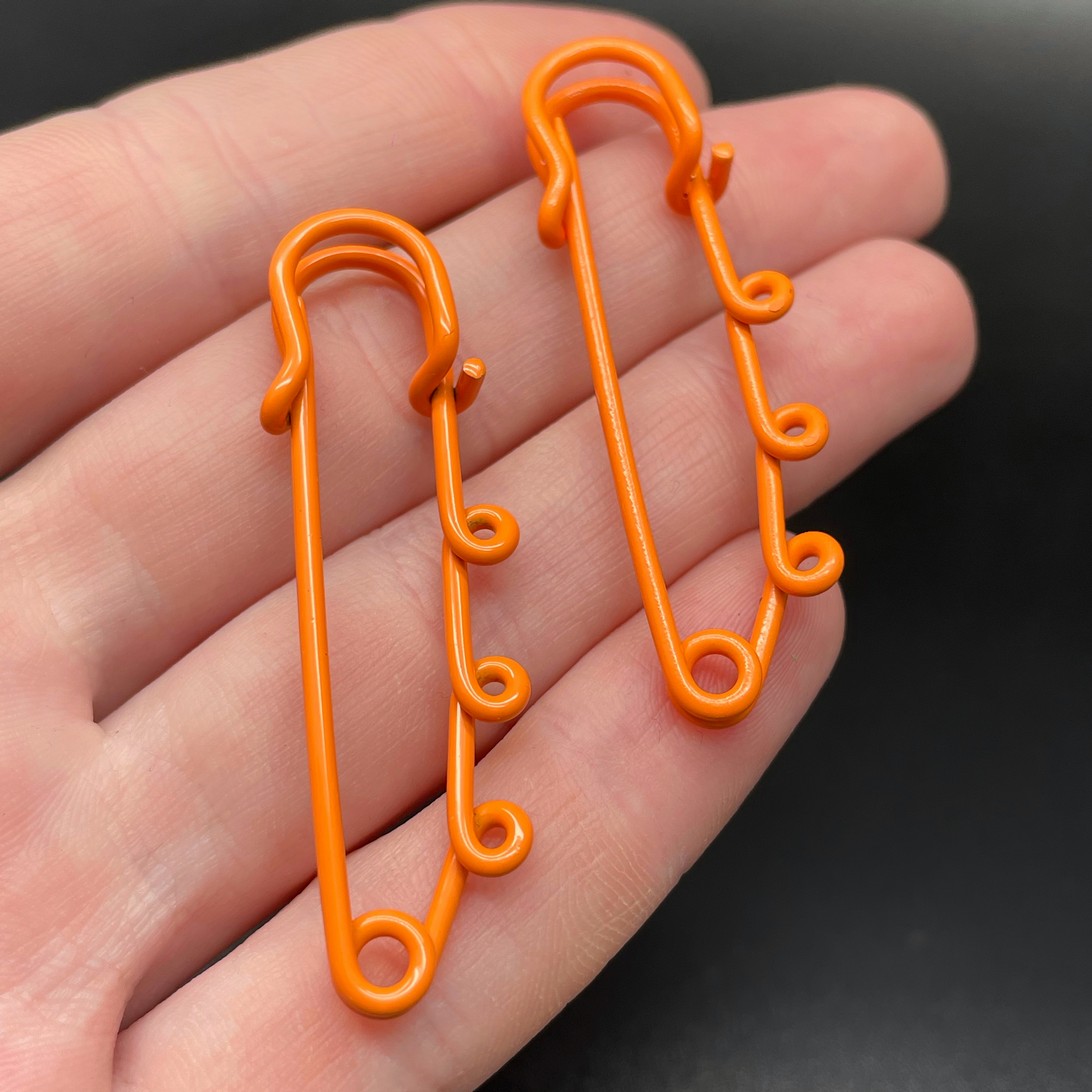 5 см , Основа булавка 3 колечка оранжевая эмаль