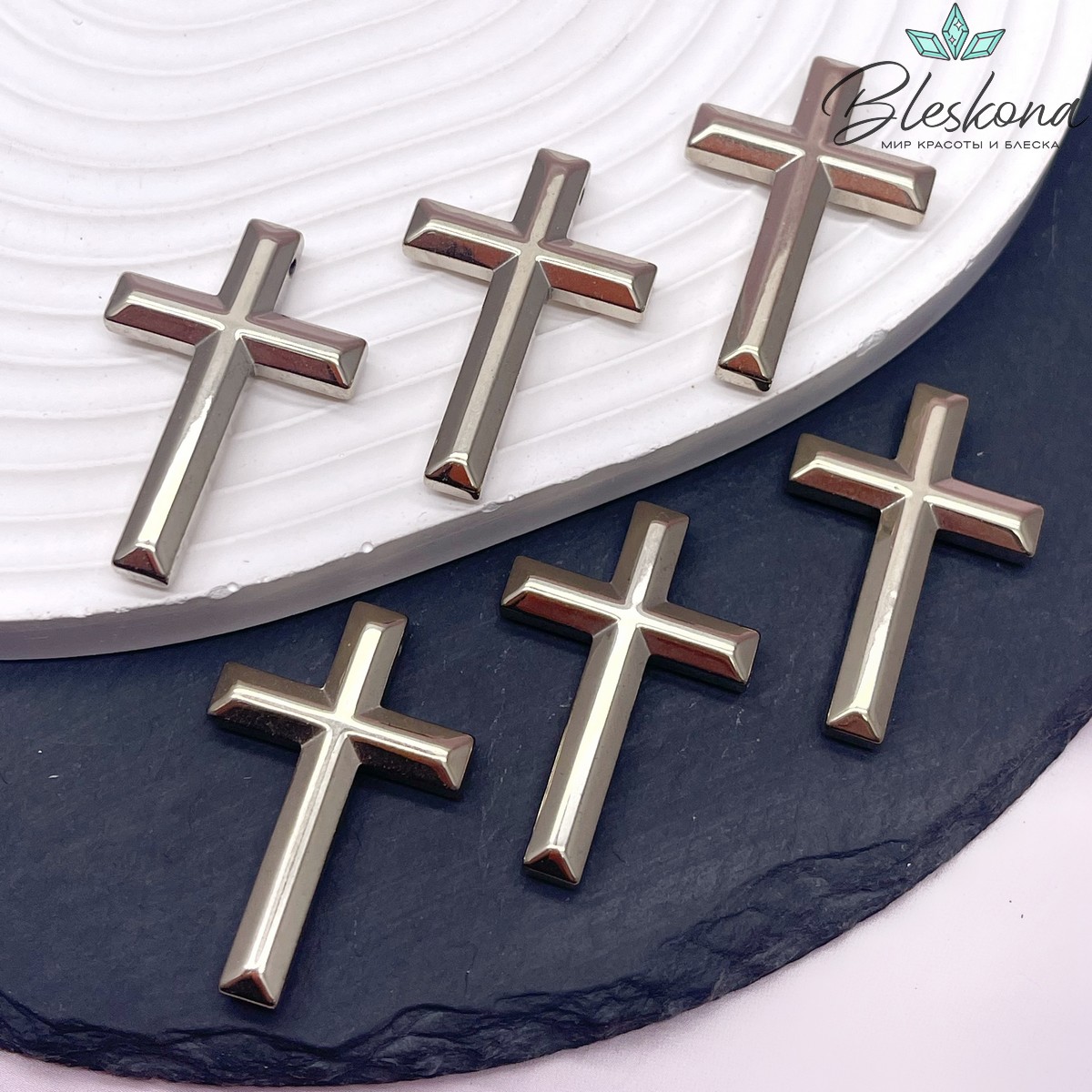 Подвеска крест Гематин, цвет темное золото 35,5*23,5 мм