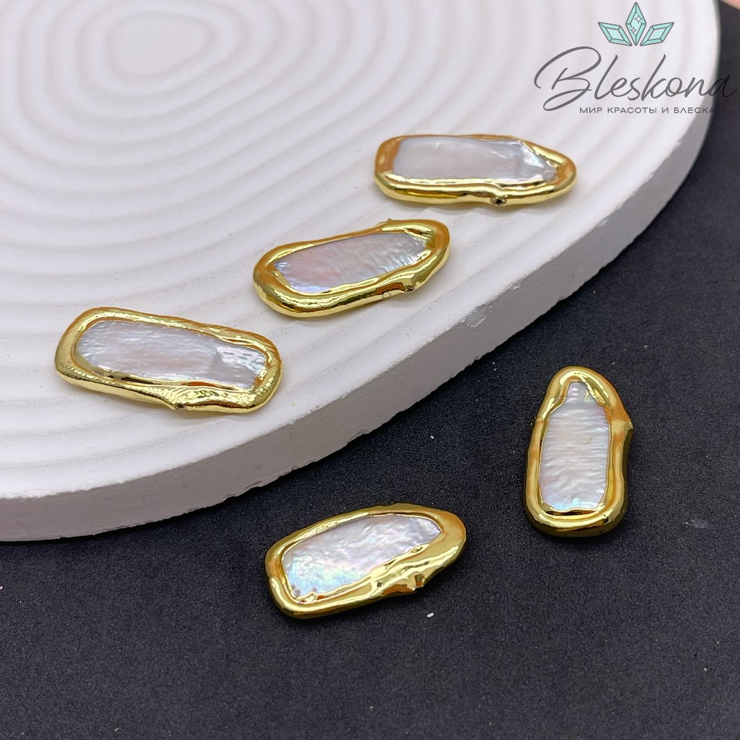 22*11 мм Цвет золото, Бусина  Жемчуг овал фриформ