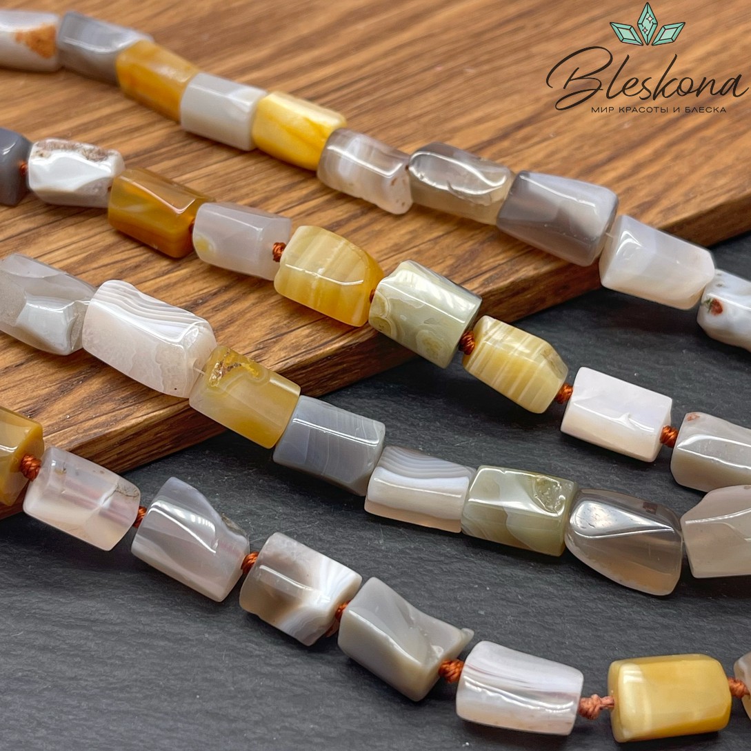 Агат Ботсвана фриформ цилиндр огранка (12-14)*(8-9)мм