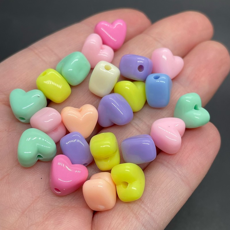 10 мм, Бусина сердце микс уп.10 гр №1