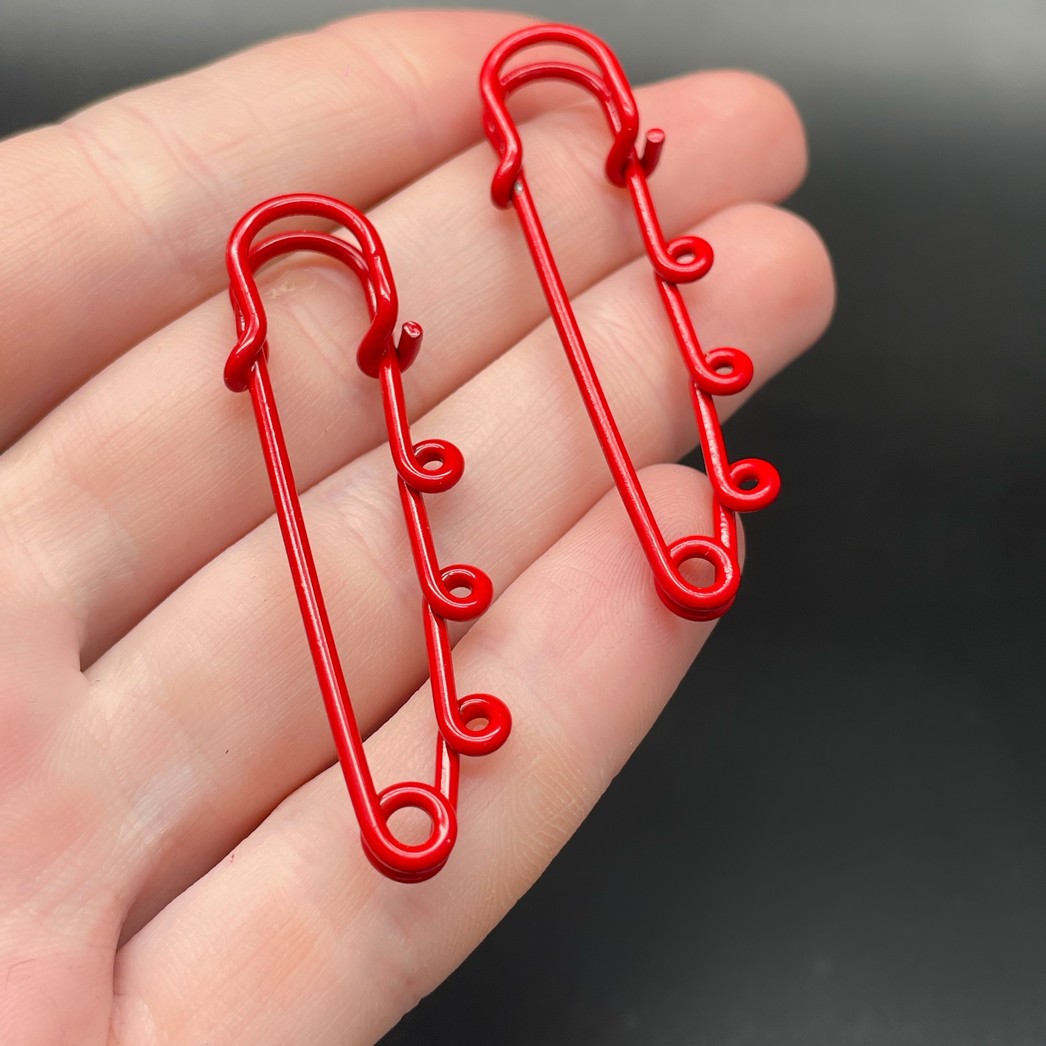 5 см , Основа булавка 3 колечка красная эмаль