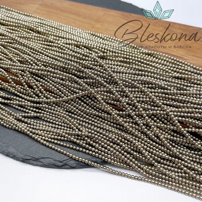 2мм Гематин имитация, цвет темное золото 