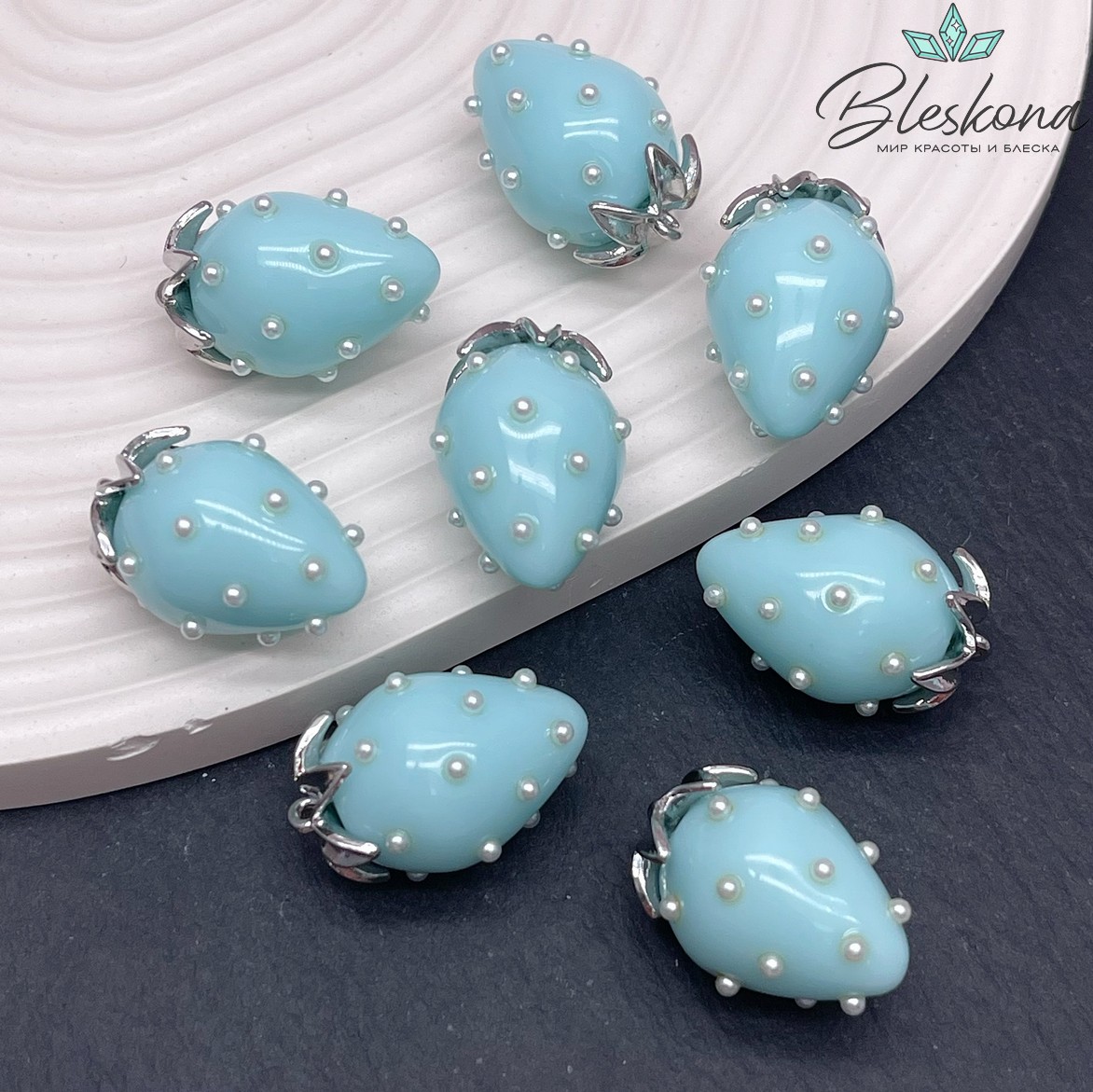 25*17 мм Цвет серебро, Подвеска клубничка тиффани