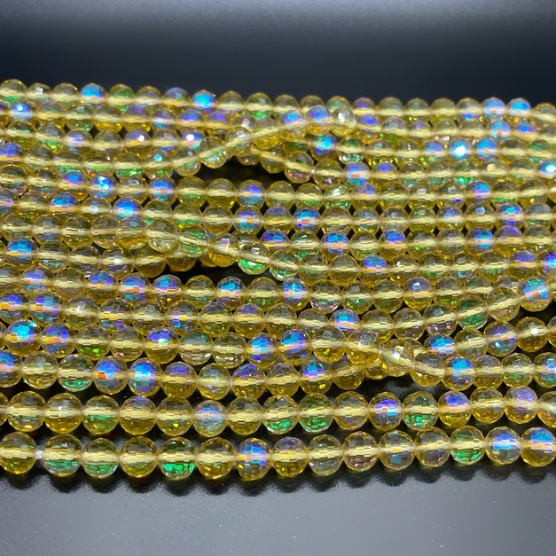 6 мм Стекло Lux, шар, цвет желтый с переливом