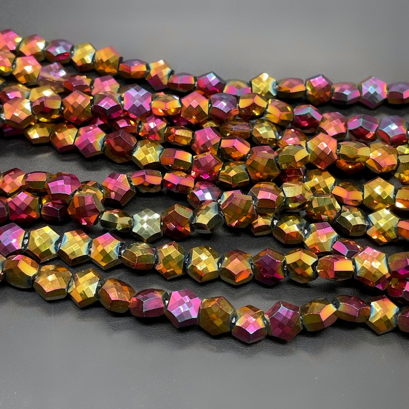 7*6 мм Стекло Lux, шестиугольник, цвет бордо хамелеон