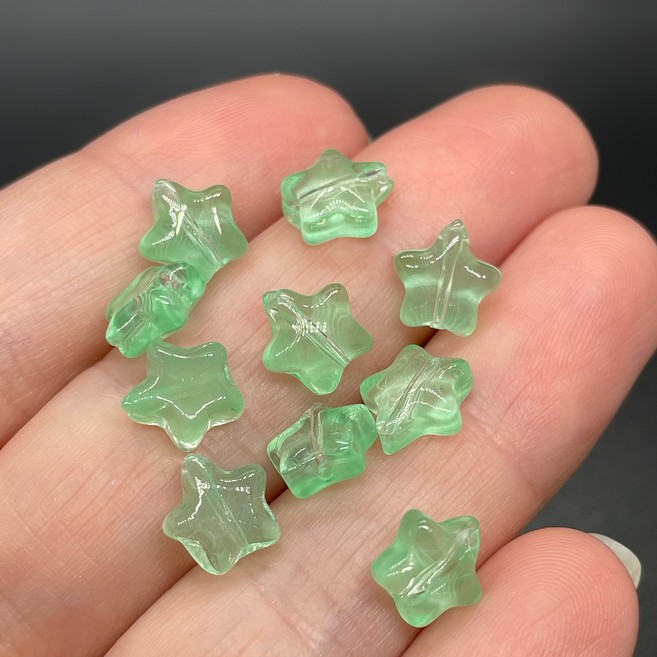 9,5 мм, Стекло звезда зеленая уп.10 шт 