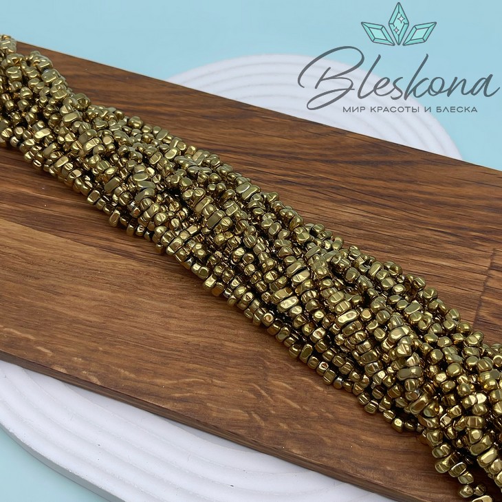 4,5-6мм Гематин сколы шлифованные, темное золото № 2, имитация УЦЕНКА