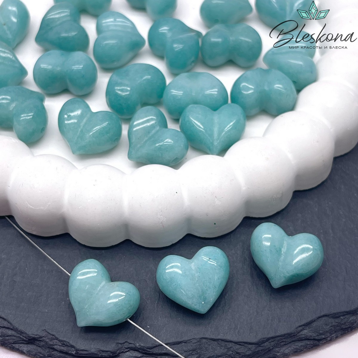 Бусина Сердце Амазонит 16*12 мм штучно