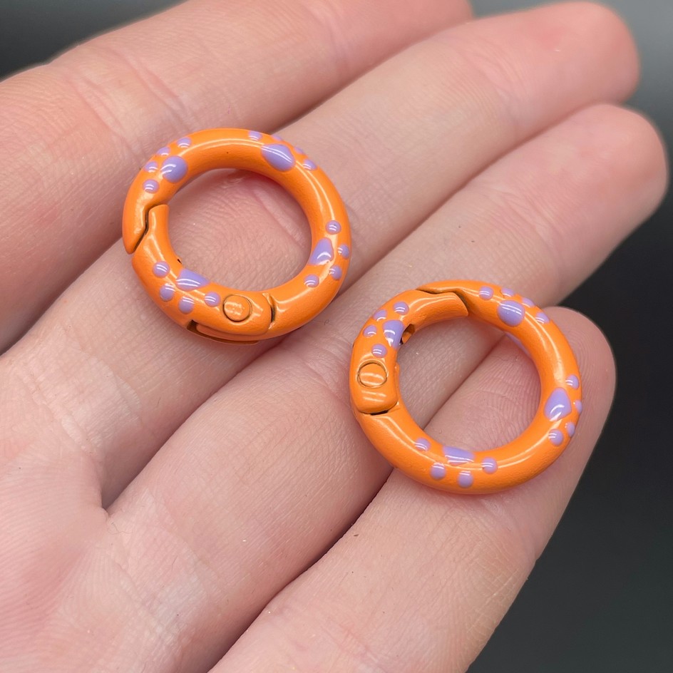 20мм , Замок круг капли оранжевая эмаль