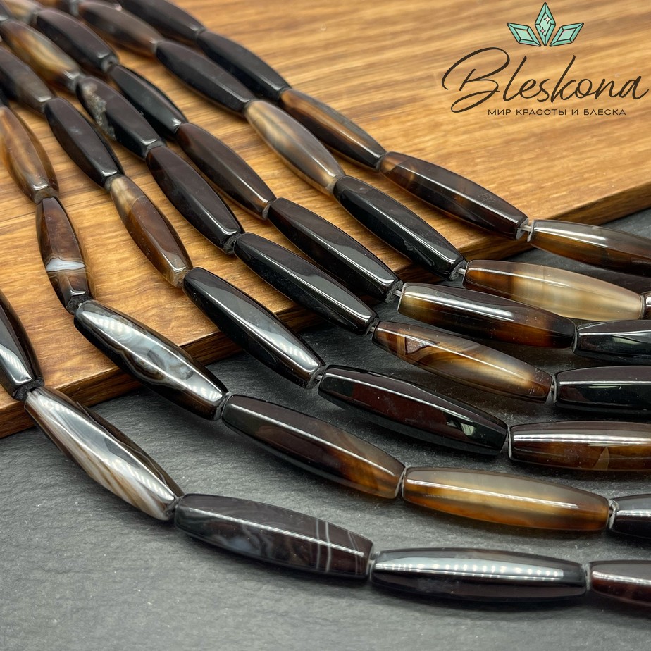 Дзи природная из агата огранка 30*7 мм 