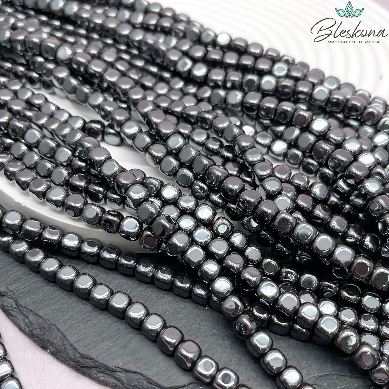 5,5 мм Гематин имитация, куб округленные стороны