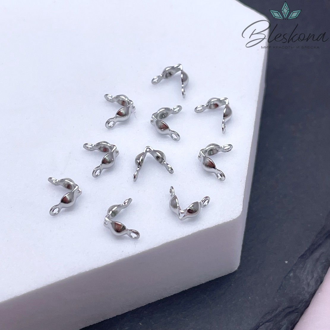6,5*3 мм Цвет серебро, Каллоты двойное кольцо уп. 10 шт. СТАЛЬ