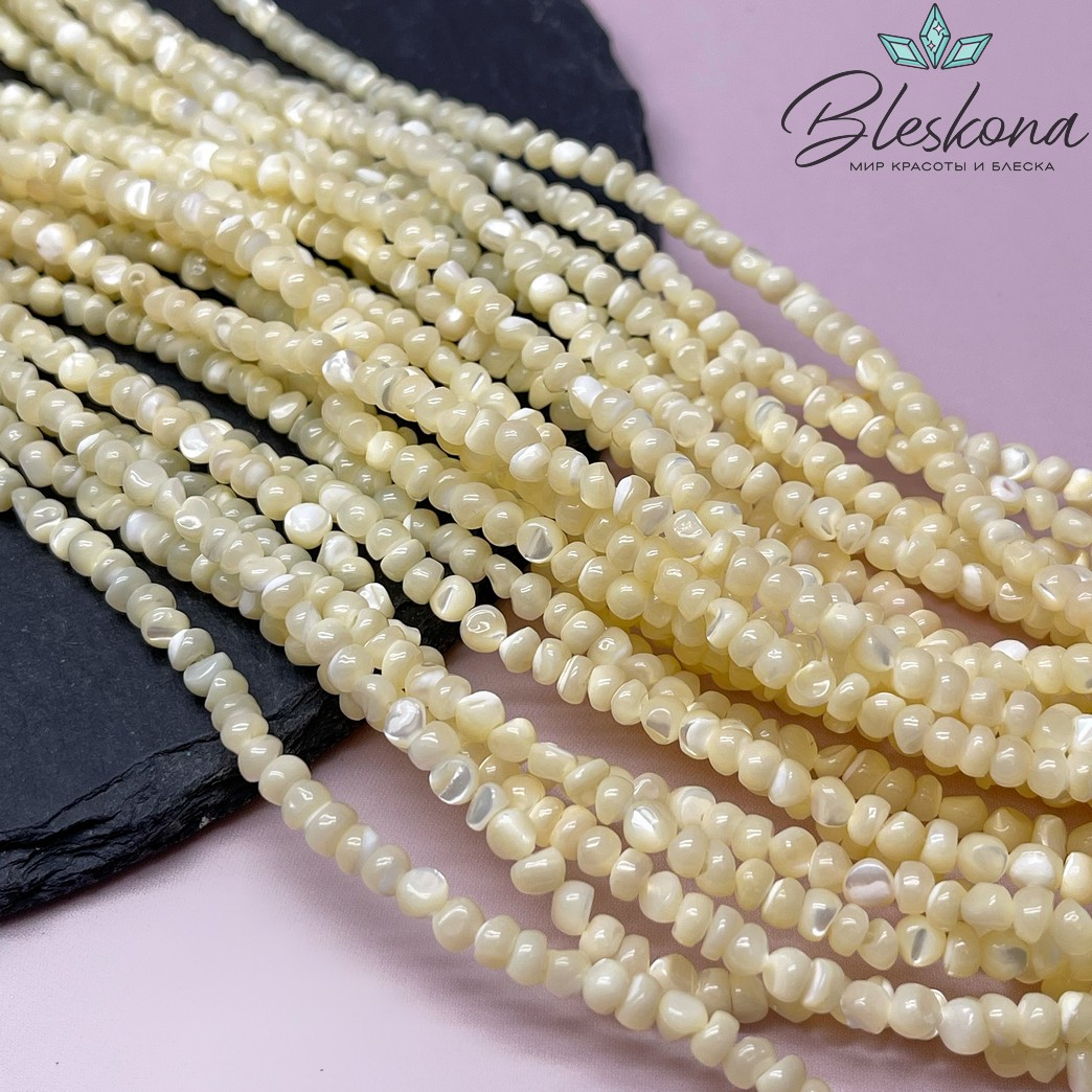 Перламутр желтый галтовка 2*4 мм