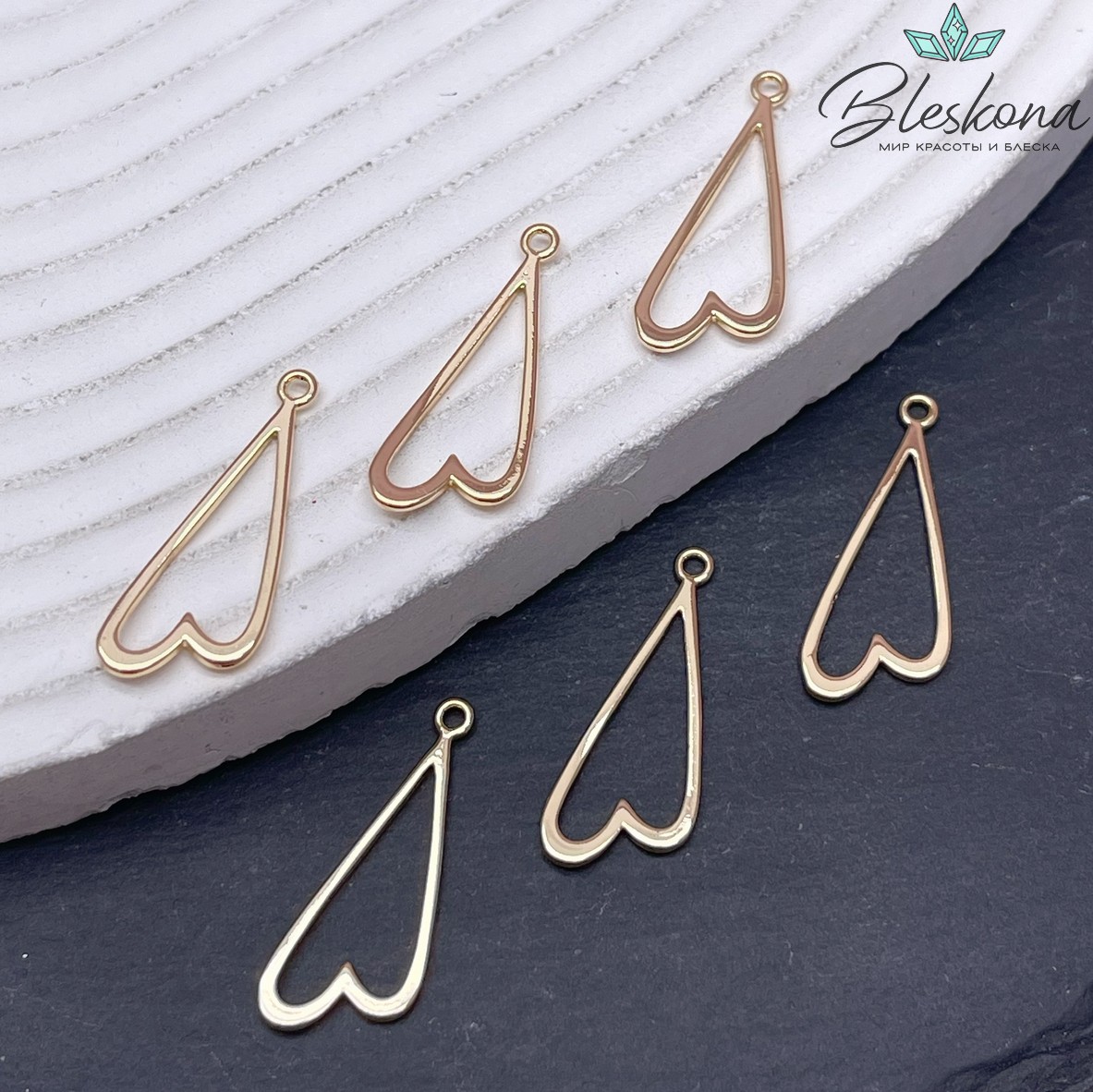 24*9,5 мм Цвет золото, Подвеска Сердце перевернутое контур 