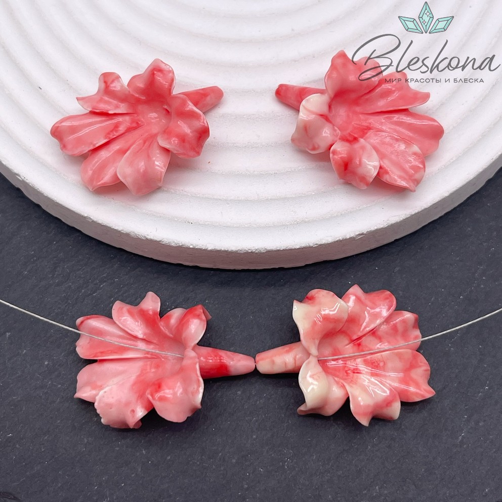Бусина Цветок 31*23 мм (имитация коралла)