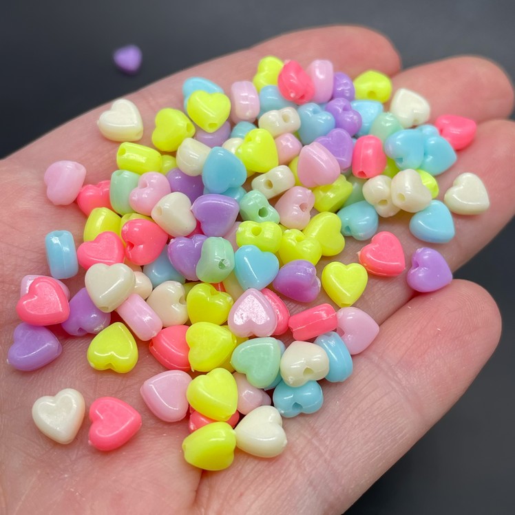 6 мм, Бусина сердце микс уп.10 гр №1