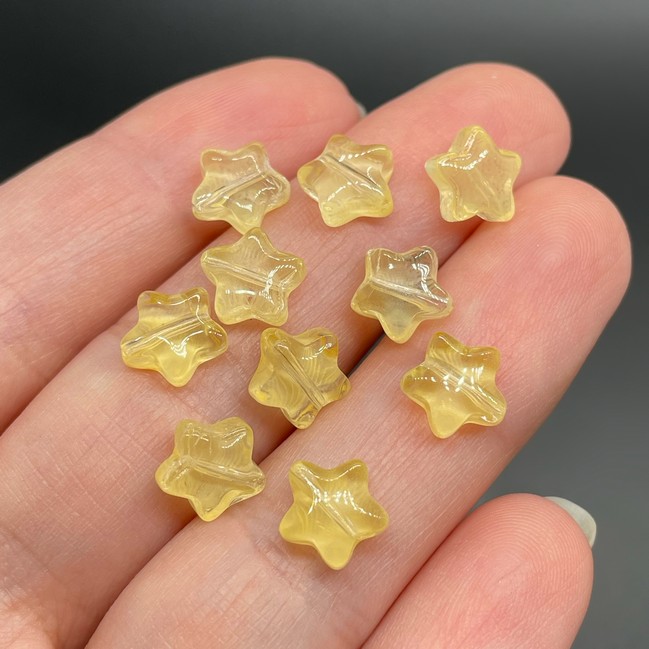 8 мм, Стекло звезда желтая уп.10 шт 