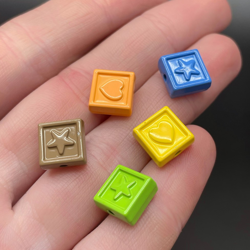 10 мм , Бусина квадрат эмаль микс уп.5шт