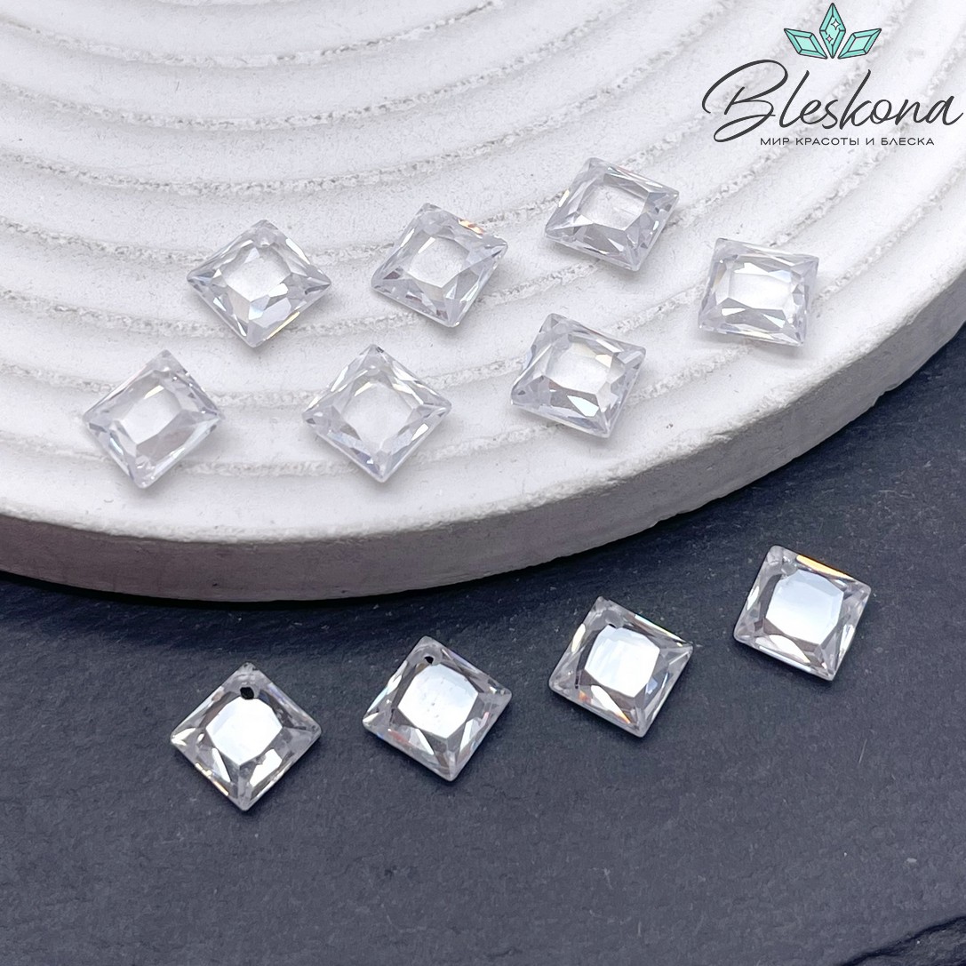 9*9 мм, Подвеска Циркон ромб белый (кубический цирконий, фианит) 