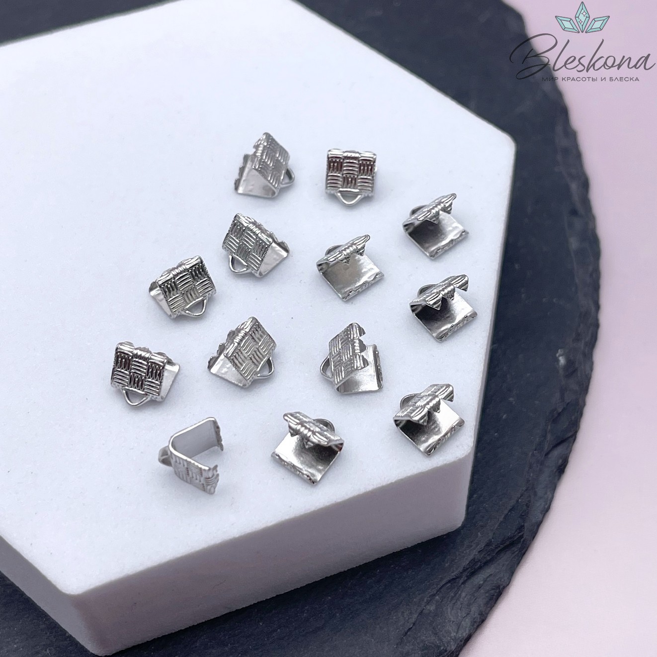 6*7 мм Цвет серебро, Зажим-Концевик для шнура 